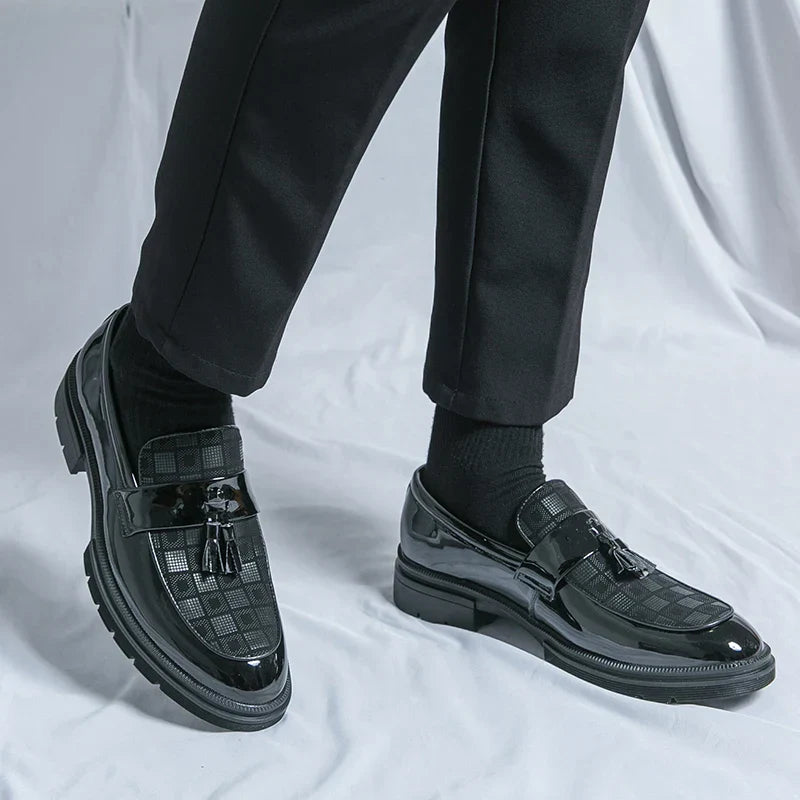 Leather Men Casual Black Tassel Loafers Handmade Soft Leisure Shoes Breathable Slip-On Comfortable for Drive Footwear Moccasins