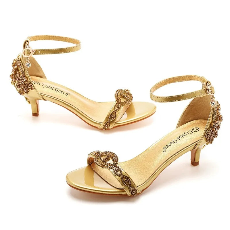Size 34-45 2024 Rhinestone Sandals for Women Summer Peep Toe Sandals Ladies Fashion Party High Heels Sexy Wedges Wedding Shoes