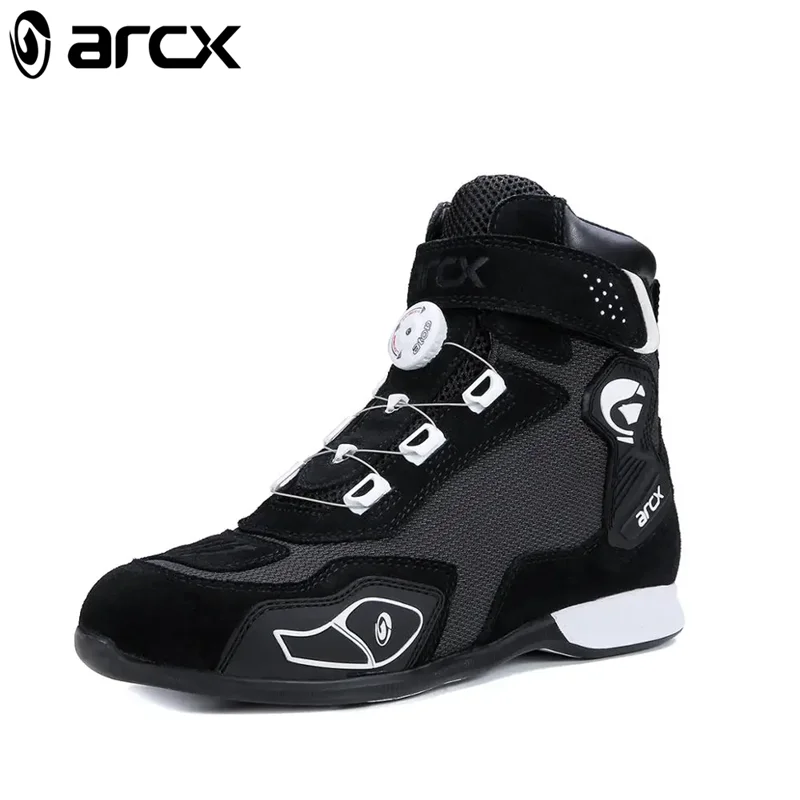 ARCX Black Motorcycle Riding Protective Boots Men's Shoes Summer Breathable Knob Adjustment Design Anti-fall Durable Equipment