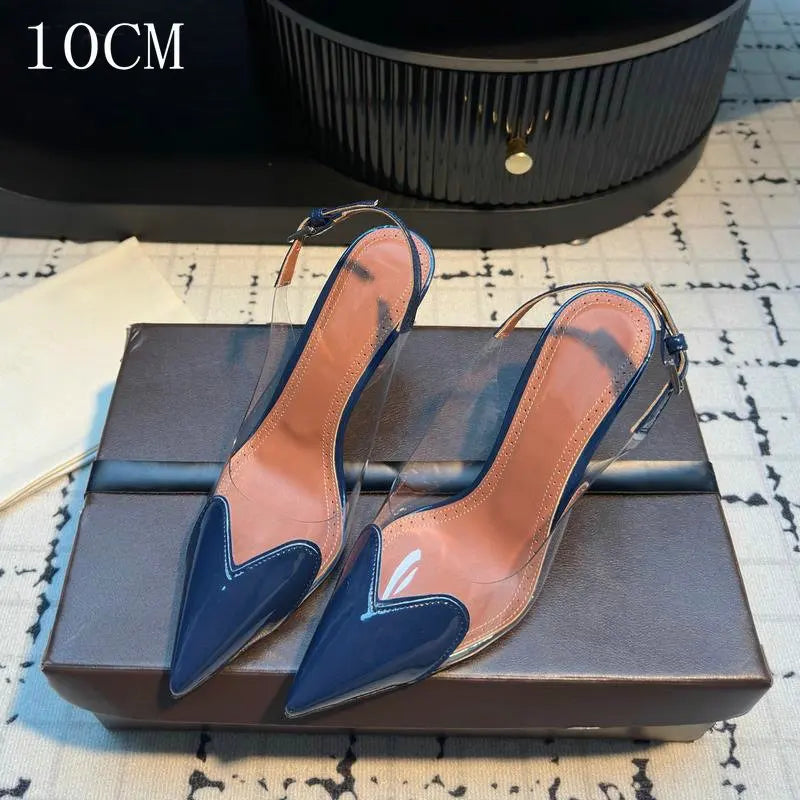 2026 Summer Pointed Shallow Mouth Sweet Love Shape Pumps Transparent Pvc Shoes Thin High-Heeled Dress Women'S Sandals