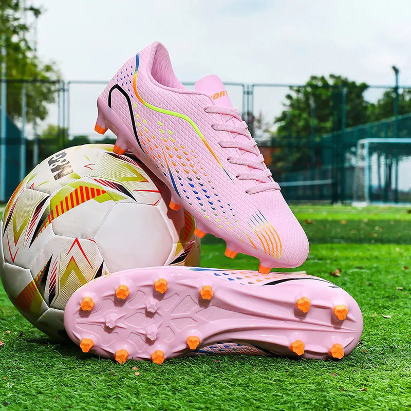 Women Teenagers AG Long Stud Soccer Cleats Soft Light Breathable Football Boots Girls Outdoor Natural Grass Training Sneakers