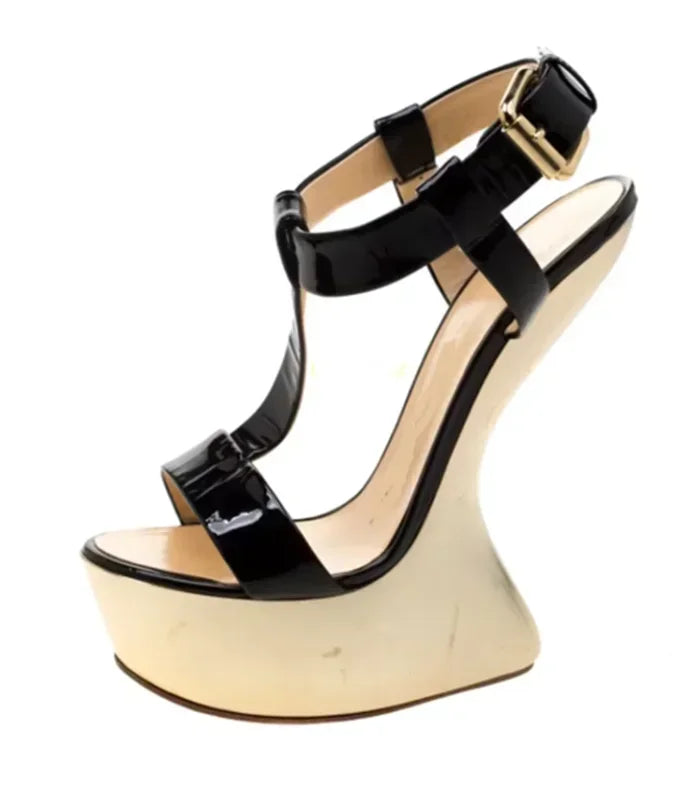 Strage Style T Strap Sandals Sexy Pointed Toe Solid  Accept Customized Size35-46 New Arrivals Fashion Women Runway Shoes
