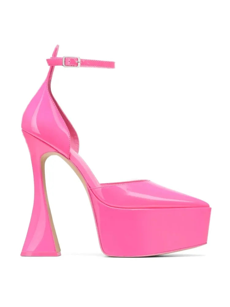 2025 Spring/Summer Women's New 15cm Thick High Heel Sandals Platform Pointed Banquet Wedding Women's Large Single Shoes
