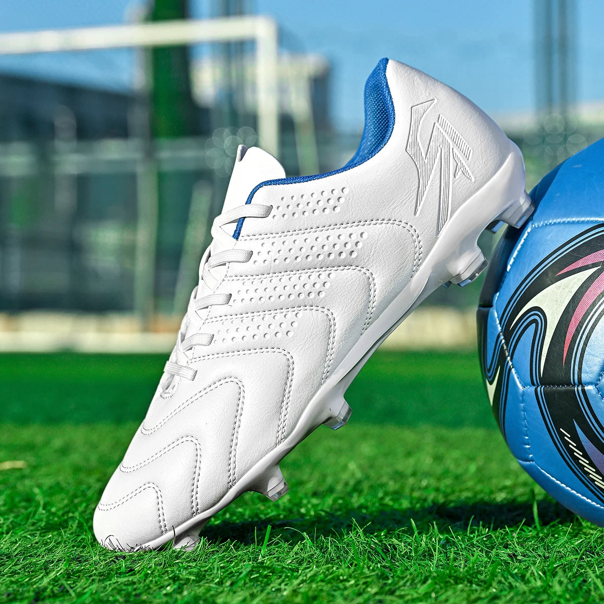 Unisex AG/FG Soccer Shoes, Retro-inspired Design, Premium PU Leather, Durable TPU Outsole with Long Studs, Blends Style and Per
