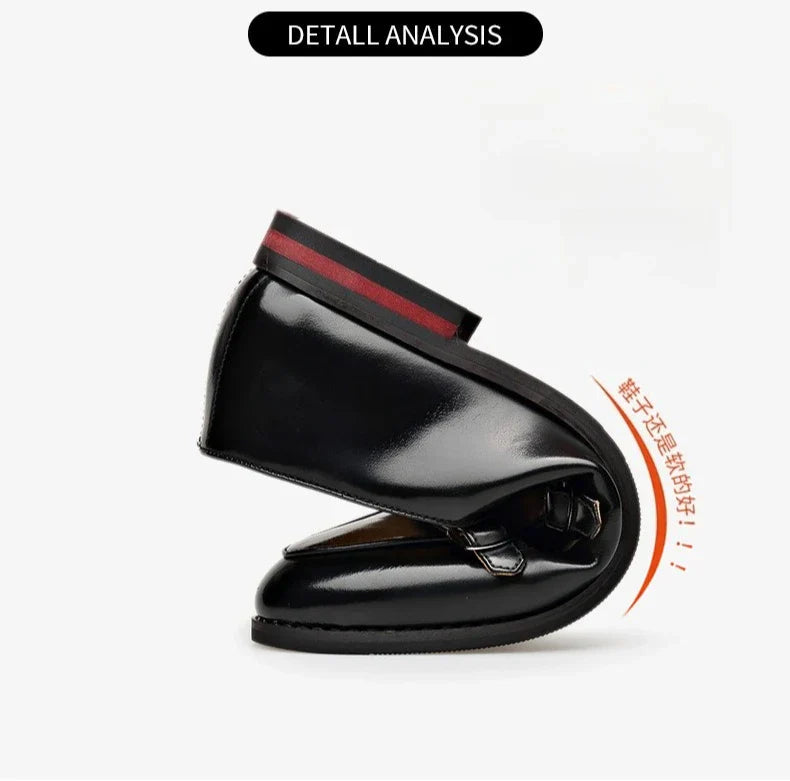 Spring Summer New Cow Leather Shoes for Men Buckle Designer Loafers Male Solid Color Big Size Fashion Business Casual Shoes Man