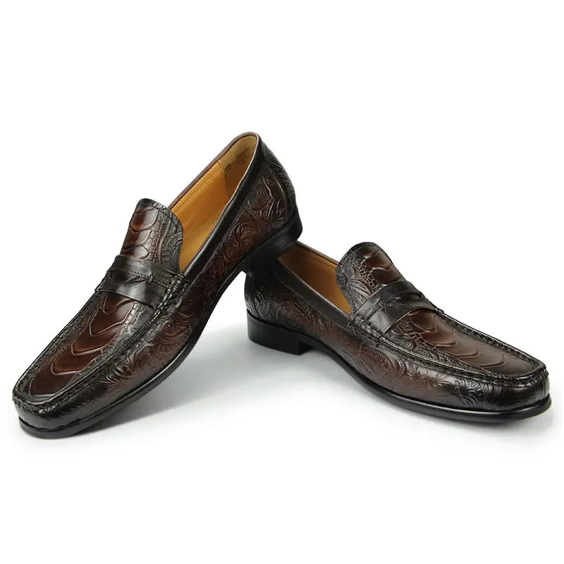 High Quality Casual One-step Loafers Genuine Leather Classic Leather Shoes Gentleman Dress Shoes Vintage Sapato Social Masculino