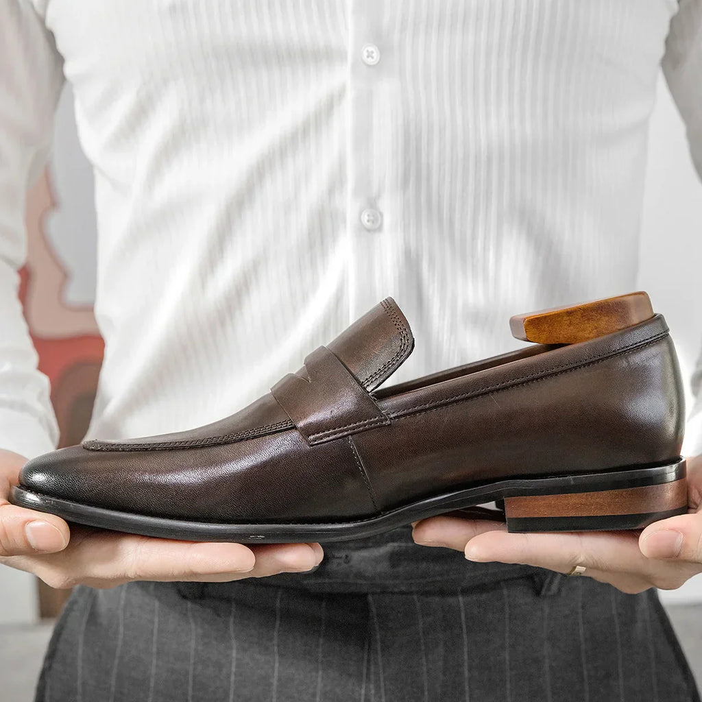 Men's Genuine Leather Shoes Loafer Handmade Shoes Antiskid Elegant Gentleman Oxford Shoes Simple British Style Wedding Shoes