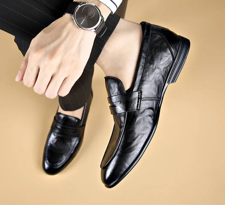 Social Shoe Male Leather Casual Round Toe Men's Formal Shoes Business Luxury Designer Clothing Office Party Gentleman 2025 Trend