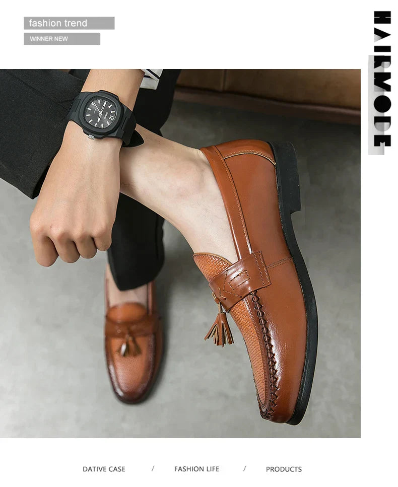 Men's Dress Shoes High Quality Brogues Casual Business Leather Shoes Social Party Leather Loafers Male Tassel Wedding Shoes