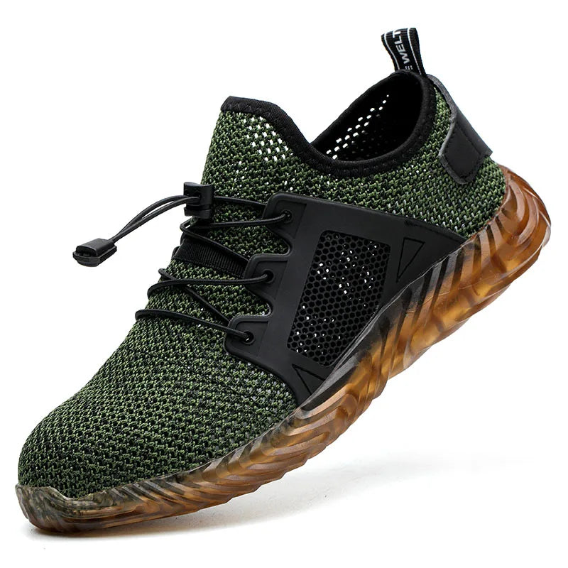 Men Steel Toe Safety Work Shoes Mesh Breathable Lightweight Comfortable Industrial Construction Shoes Puncture Proof Anti slip