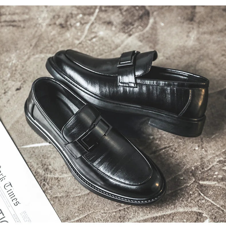 Spring Autumn New Black Dress Shoes for Men Business Designer Cow Leather Shoes Male Fashion British Style Casual Shoe Man