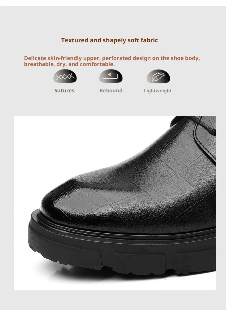 8-10cm Height Increasing Shoes for Men Platform Breathable Lift Casual Inside High Shoes Business Dress Elevator Leather Shoes