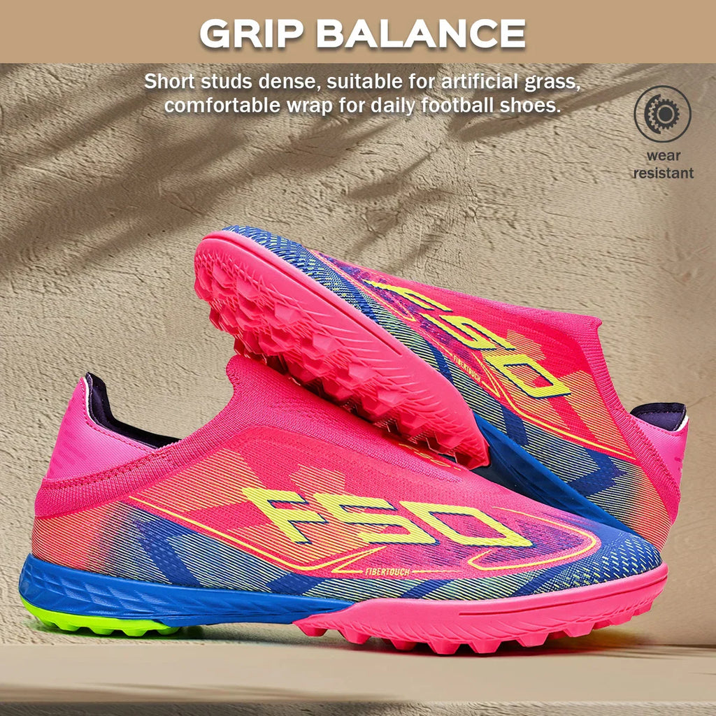 Professional Training TF Soccer Shoes for Men Women Kids PU+Fabric Breathable Wear-Resistant Rubber Sole