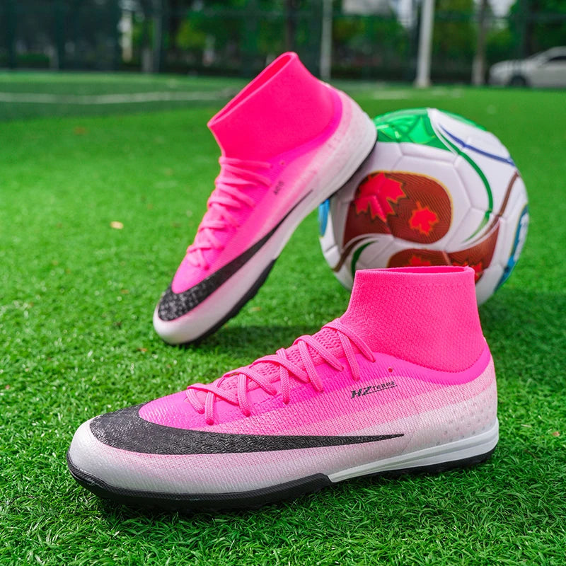 Professional Soccer Shoes TF Teenagers Durable Looking HighTops Training Shoes Adult Outdoors Non Slip FootballShoes