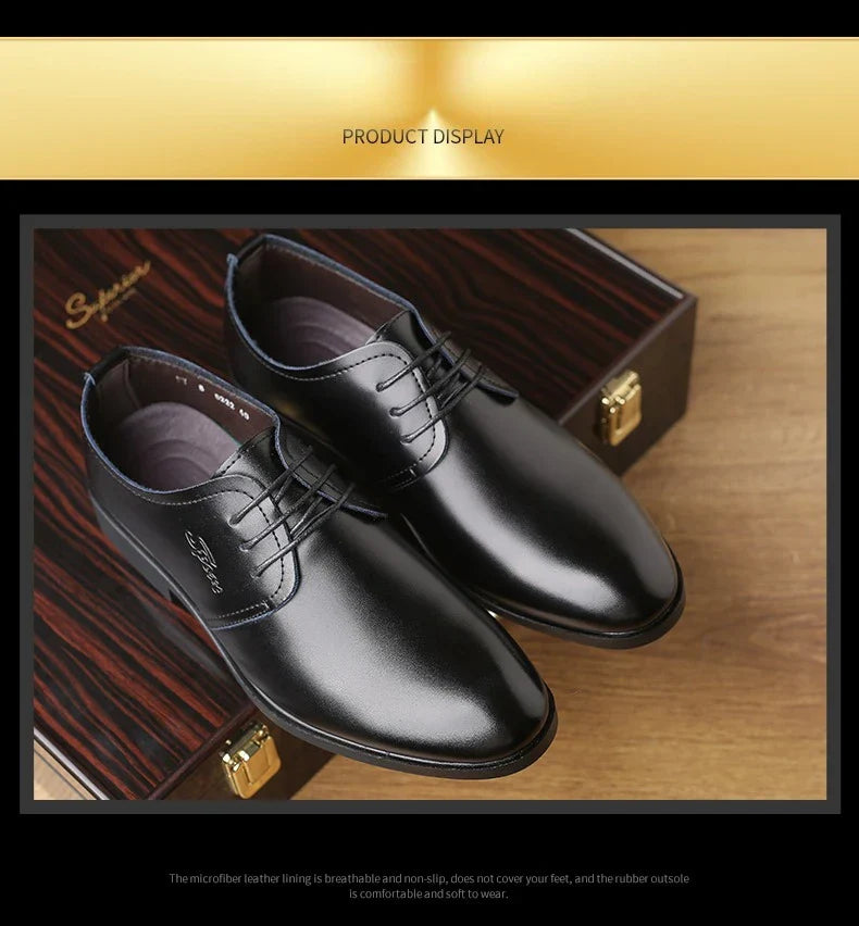 Men's Shoes Black Leather Formal Shoes for Men Oxfords Male Wedding Party Office Business Shoe Man zapatos de hombre Plus Size