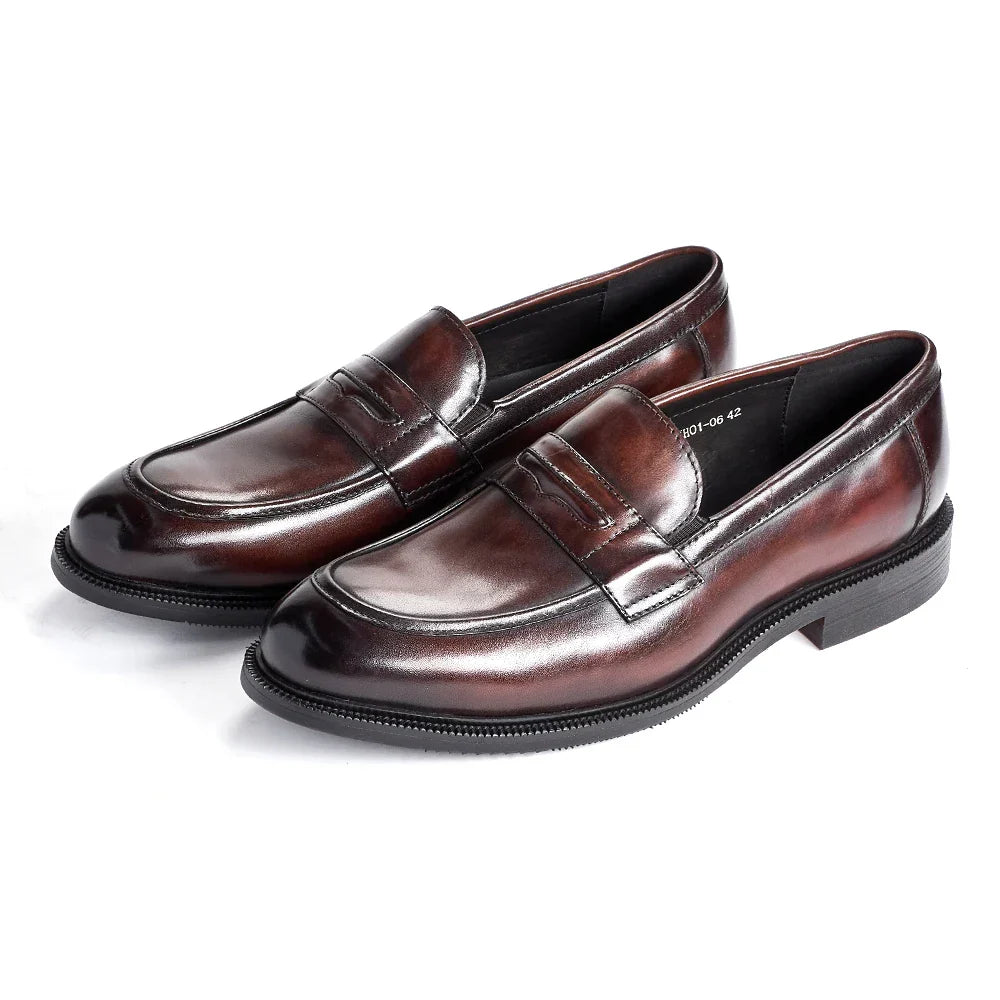 Men's Formal Leather Shoes British Style Oxford Loafers Round Toe Breathable Non-Slip Business Dress Wedding Office Casual Shoes