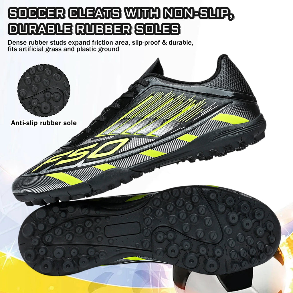 Low Top Men TF Turf Soccer Cleats, Ultra Light Breathable Comfort Shoes for Outdoor Football Match