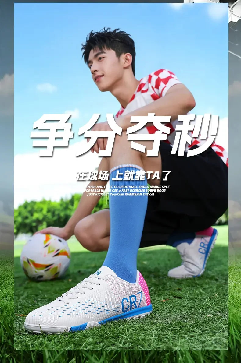 Unisex Youth Soccer Cleats Mesh Breathable Mixed Stud Ankle Support Non Slip Sole Teen Boys Girls Training Boots