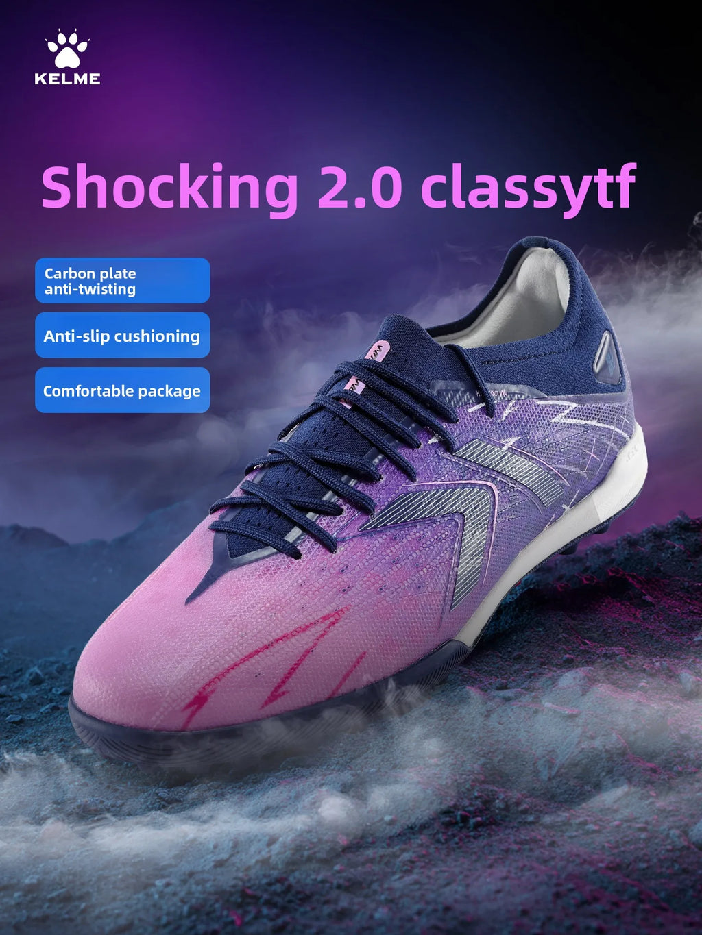 Kelme Adult Football Shoes Men's Broken Nail Tf Artificial Grass Cushioning Football Boots Indoor Anti Slip Football Shoes