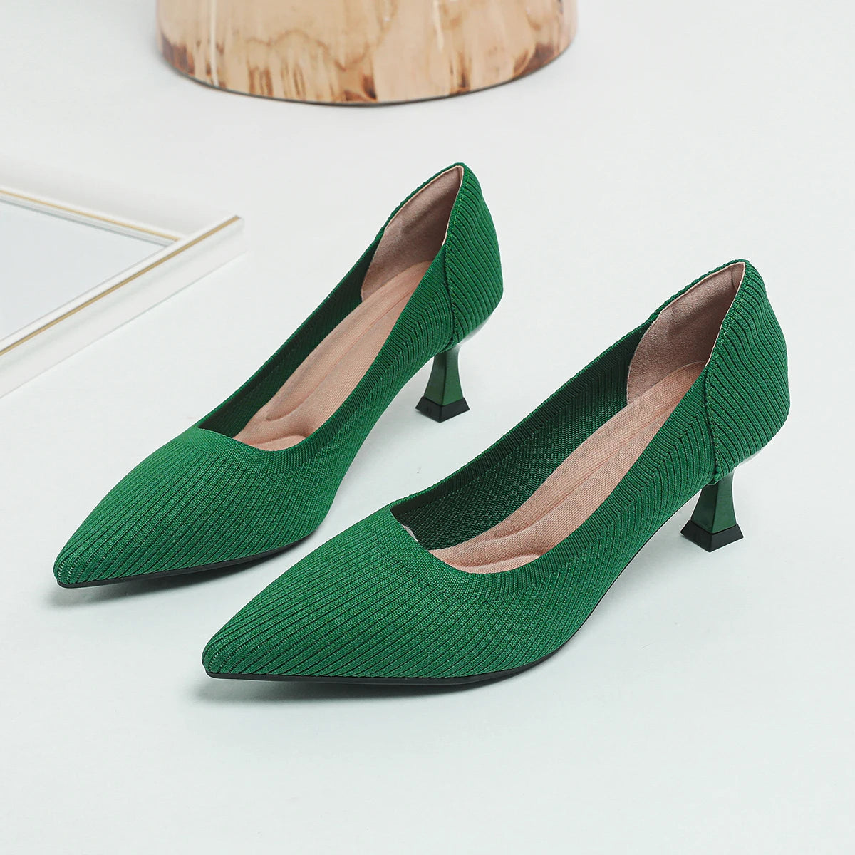 Women's High Heels Fashion Pattern Soft Knitted Comfortable Breathable Shoes 2026 New (6cm High)