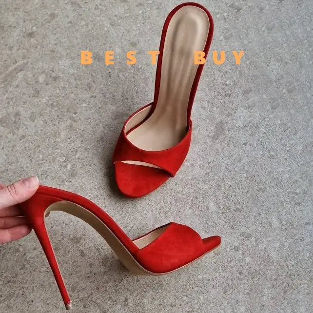 2024 Designer Summer Sandals Stilettos Sexy Woman 12cm Pointed peep Toe Thin High Heels Slippers OL Vacation Ladies Dress Shoes