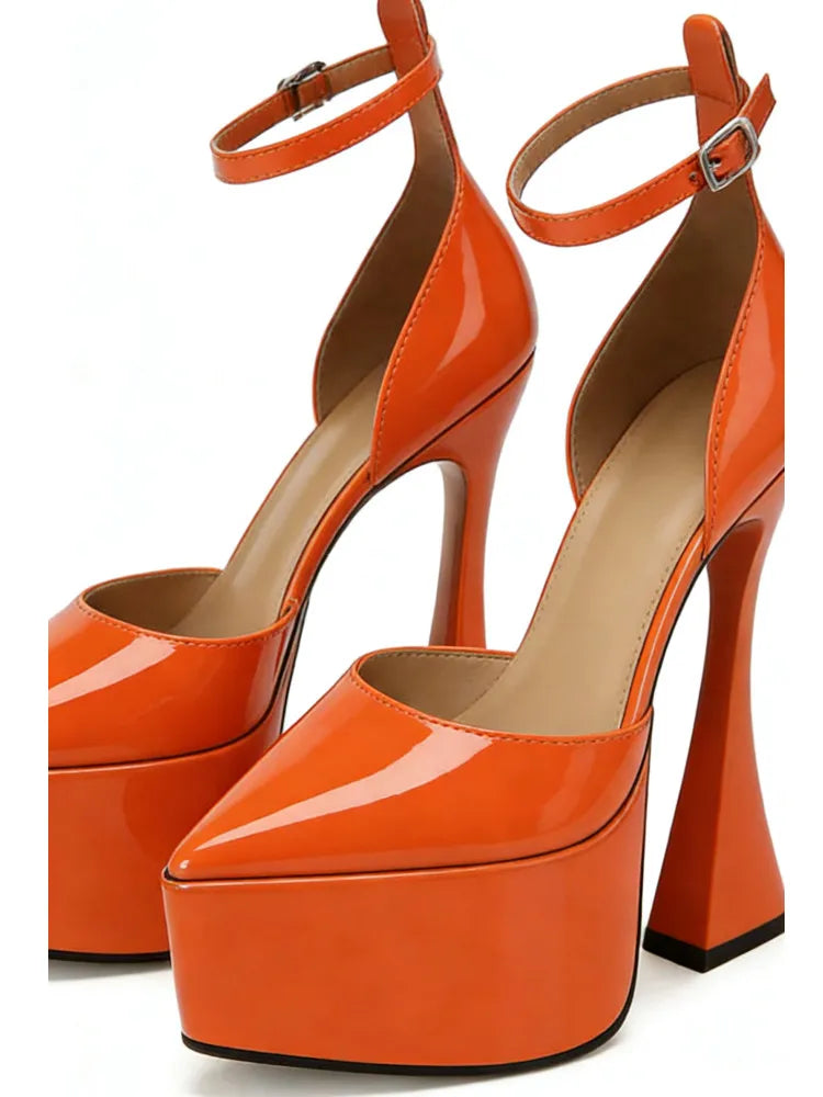 2025 Spring/Summer Women's New 15cm Thick High Heel Sandals Platform Pointed Banquet Wedding Women's Large Single Shoes