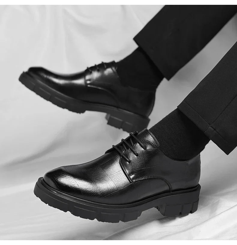 8-10cm Height Increasing Shoes for Men Platform Breathable Lift Casual Inside High Shoes Business Dress Elevator Leather Shoes