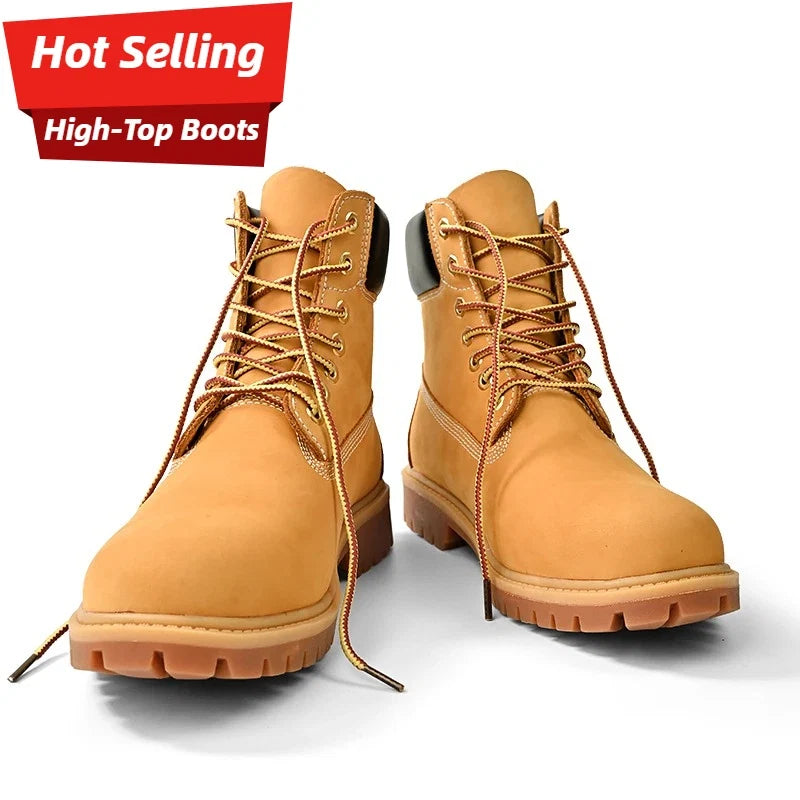 Boots Men High Top Boots High Quality Women Leather Shoes Fashion Outdoor Sneakers Men Lace Up Non-Slip Ankle Boots for Couple