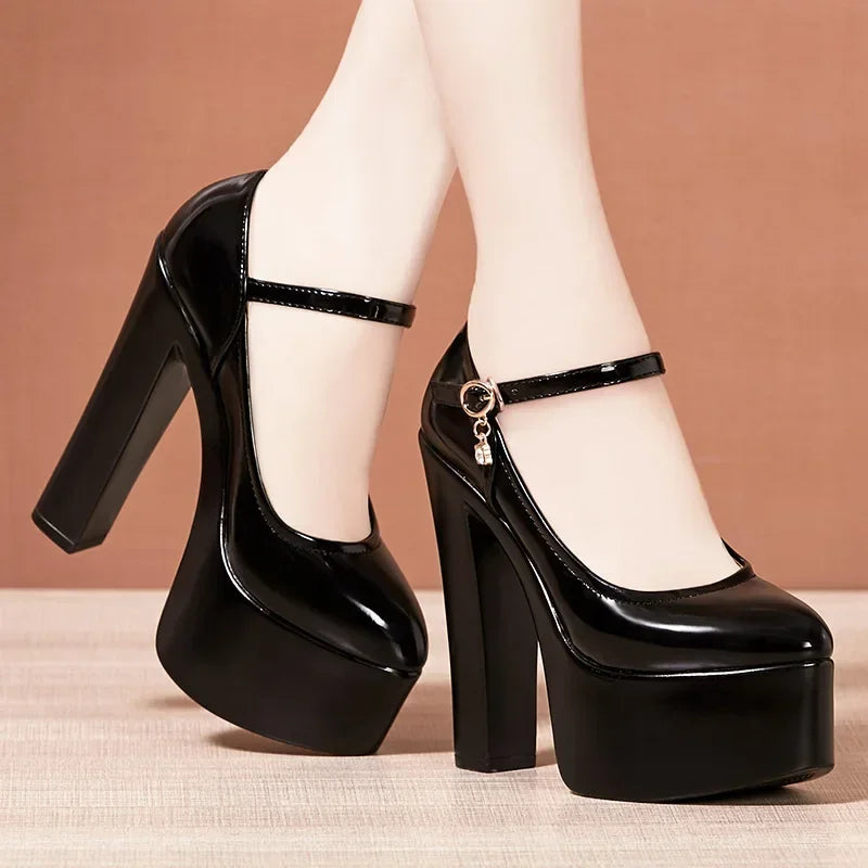 15cm Small Size 32-43 Sexy Extreme Block High Heels Shoes for Dress Model Party Wedding 2025 Shallow Thick Bottom Platform Pumps