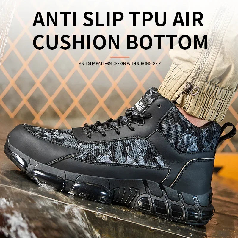 Latest 2024 Fashion Men Work Safety Boots Steel Toe Cap Indestructible Anti Smashing Sneakers Puncture-Proof Protective Shoes