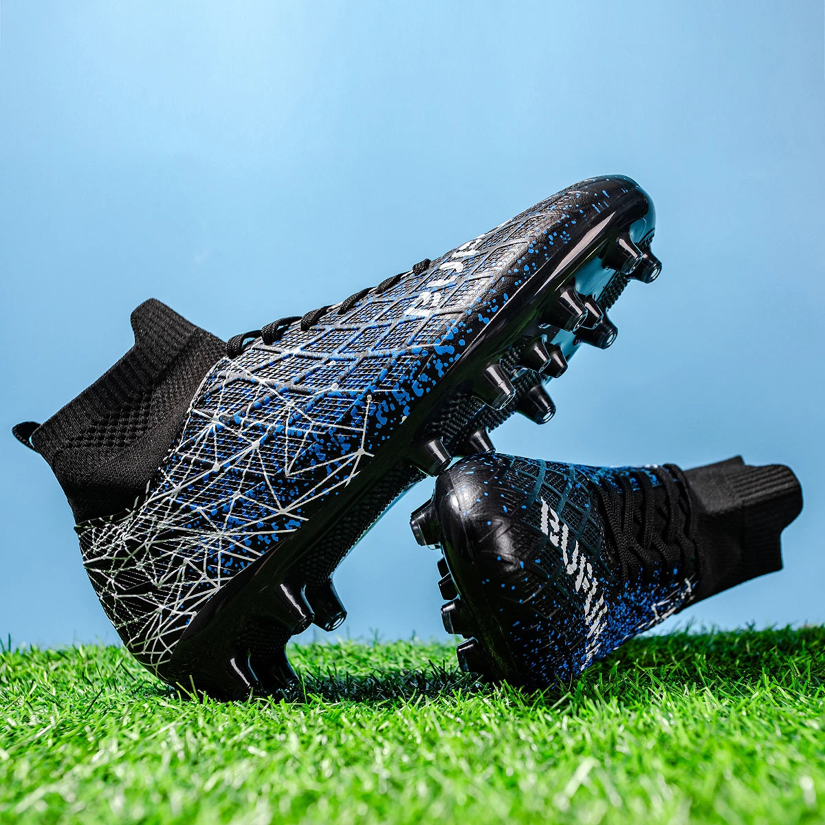 High Performance AG FG Football Boots PU Hybrid Fabric Upper TPU Strong Grip Sole Cost-effective Men Women Grass Football Shoes