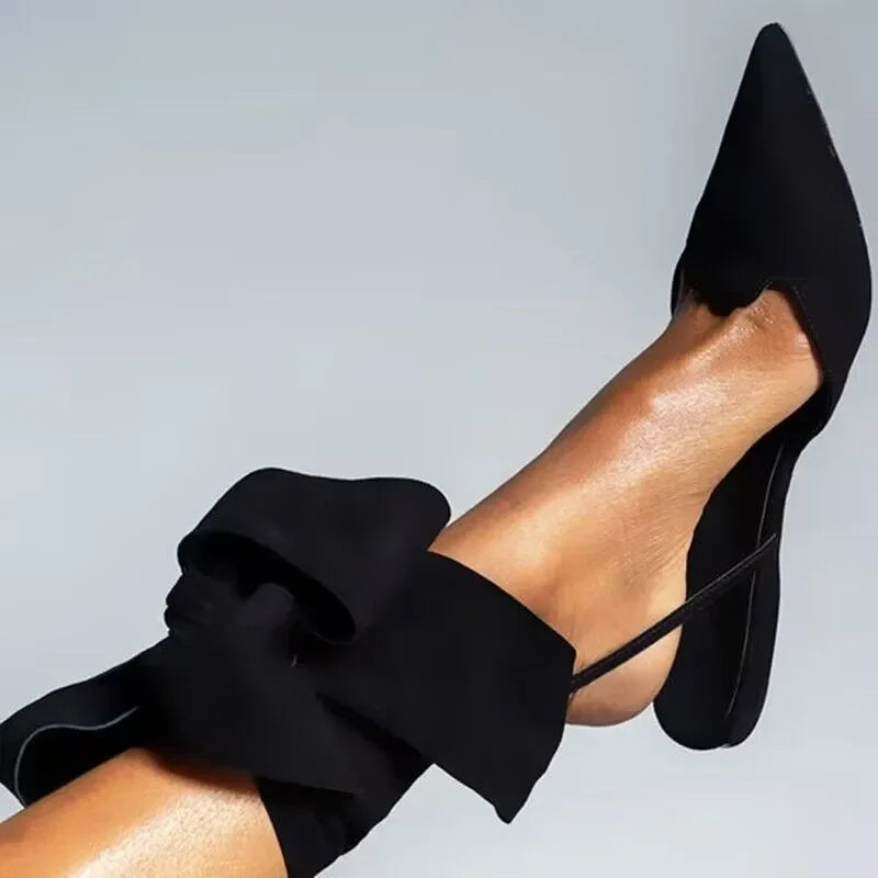 Ladies Shoes on Sale 2025 Pointed Toe Women's Sandals Summer Shallow Mouth Lace Up Shoes Female Slingbacks Flat Heel Sandals