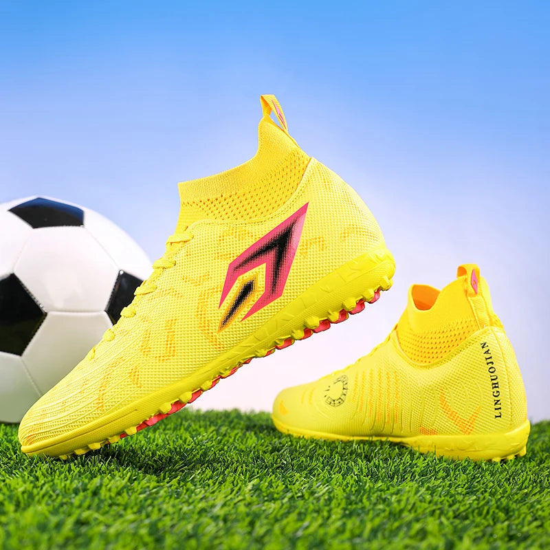 Men Professional TF Turf Football Boots Non-Slip Wear Resistant Soccer Cleats Outdoor Training Competition Football Shoes Breath