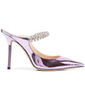 2025 Summer New Pointed High Heels Women's Muller Shoes Transparent Water Diamond Sexy Fashion Thin Heel Women's Sandals