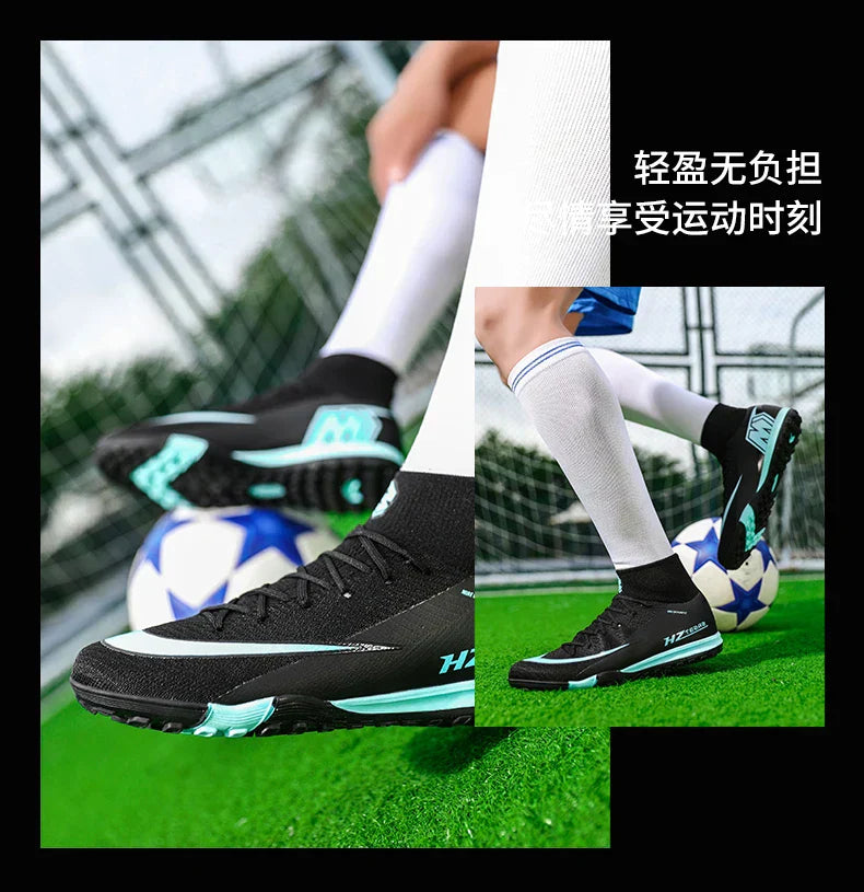 New Men Soccer Shoes Boys Cleats Adult Outdoor Breathable Football Boots Training Sport Long Spikes Non Slip Match Comfortable