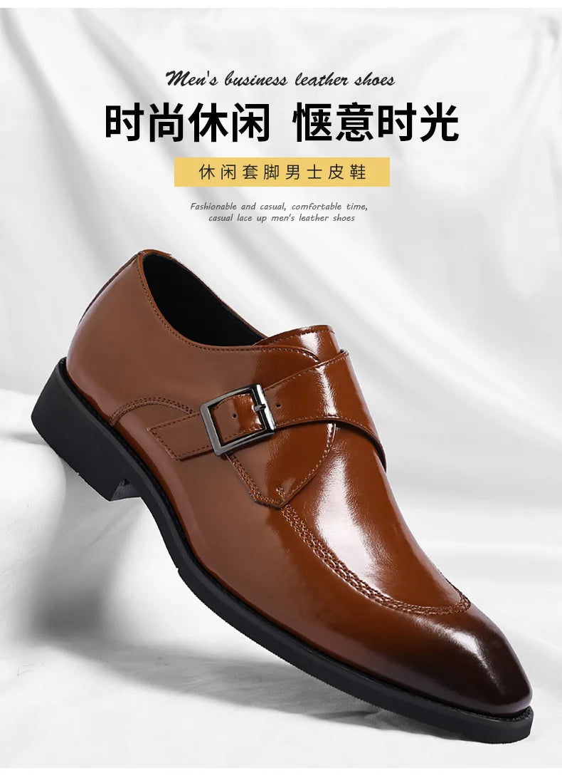 Buckle Designer Big Size Dress Shoes for Men Spring Autumn Solid Color Cow Leather Shoes Male Fashion Business Casual Shoe Man
