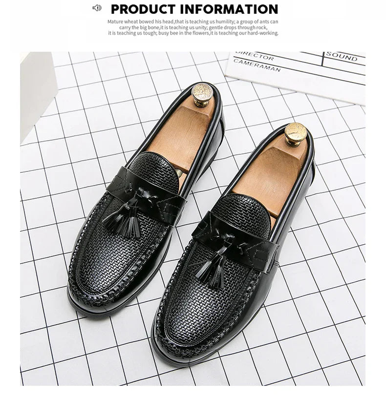Men's Dress Shoes High Quality Brogues Casual Business Leather Shoes Social Party Leather Loafers Male Tassel Wedding Shoes