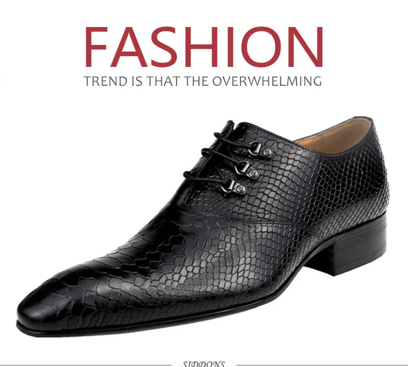 Men's Casual Dress Shoes Classic Oxfords Formal Modern Business Shoes Social Male Wedding Dress Sapato Loafer Serpentine Print