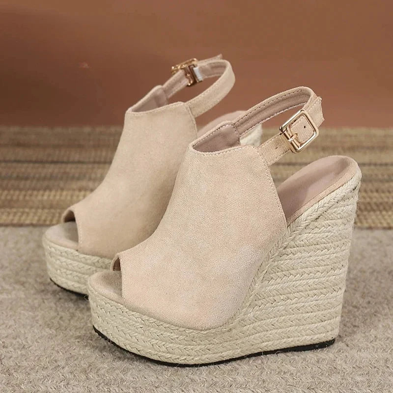 Summer Peep Toe Wedges Sandals For Women Fashion Buckle Strap Platform High Heels Casual Gladiator Shoes Female Sandalias