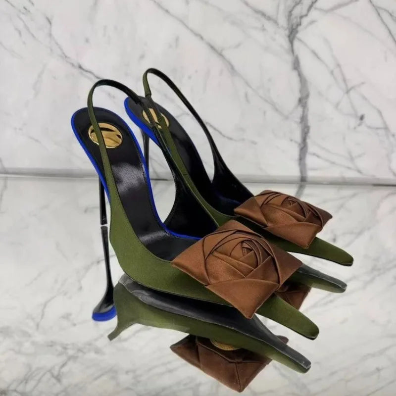 2026 Spring and Summer New Pointed Flower Stiletto Sandals Women's Back Trip Sexy Fashion Trend High Heels