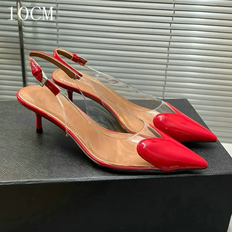 2026 Spring And Summer Pointy Stiletto Heels Wearing Slippers Transparent Female Sandals