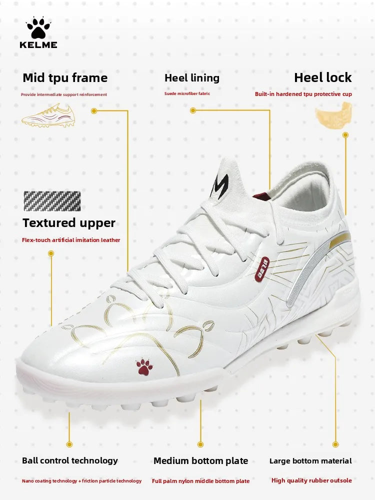 Kelme Adult Soccer Shoes Tf Shredded Spikes Professional Match Training Soccer Shoes Youth Indoor Anti-skid Shoes