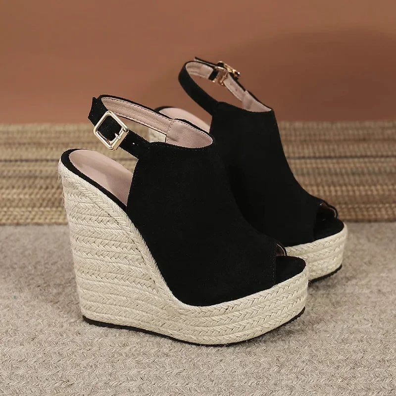 Summer Peep Toe Wedges Sandals For Women Fashion Buckle Strap Platform High Heels Casual Gladiator Shoes Female Sandalias