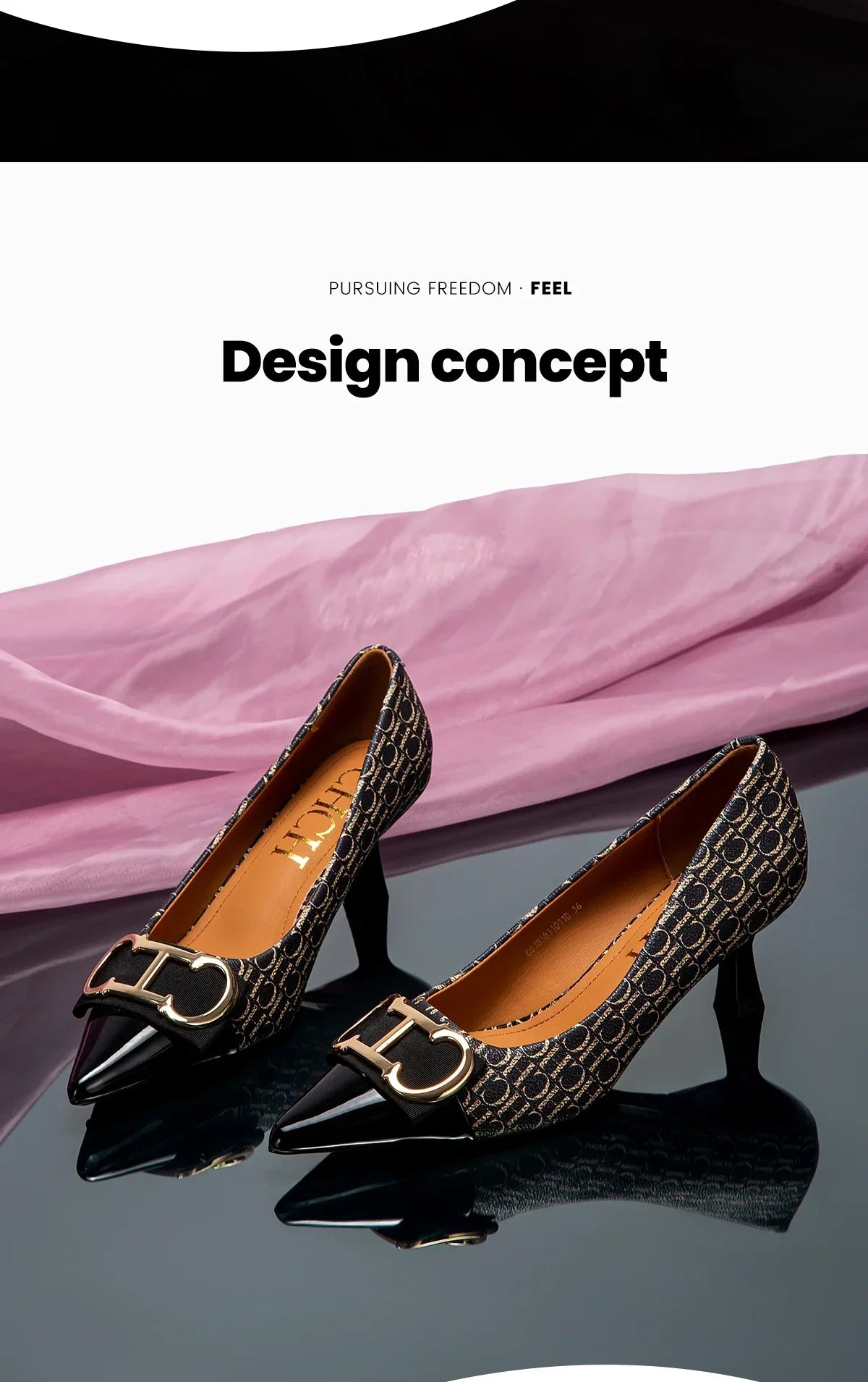 Fine Workmanship Simple Versatile Fashion Women's Single Shoes Classic Style Letter Print Design Women's High Heels