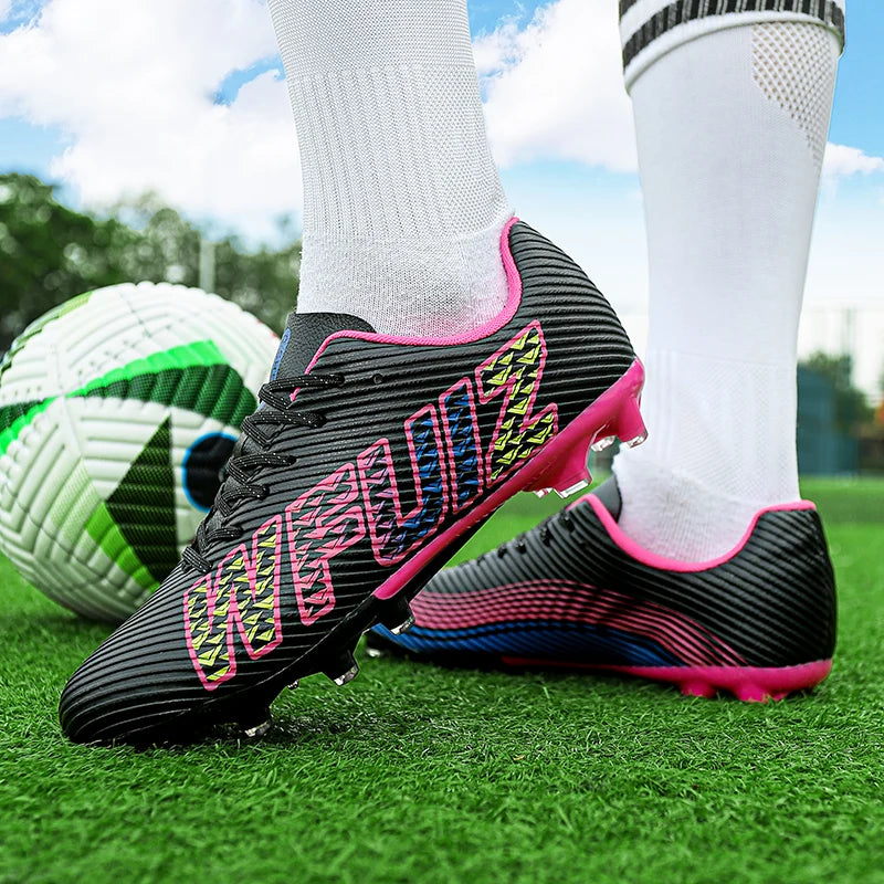 New Men Football Boots Adult Training Sport Soccer Shoes Cleats Boys Outdoor Long Spikes Non Slip Breathable Match Comfortable