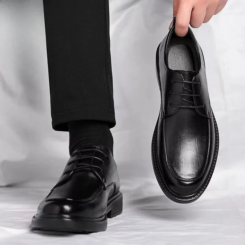 2024 New Men's Height Increasing Soft Leather Breathable Casual Business Elevator Shoes