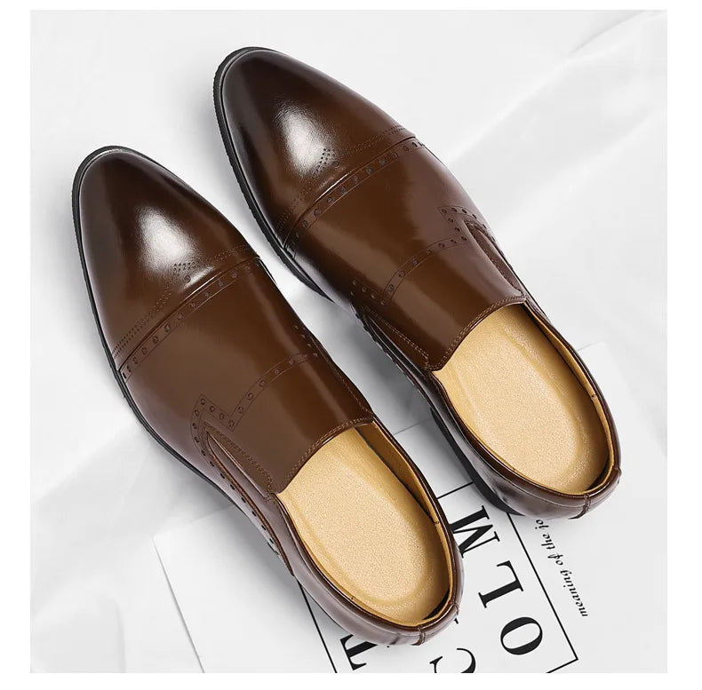 Big Size Dress Shoes for Men Solid Color Summer Autumn Fashion Business Casual Shoes Male British Style Cow Leather Shoe Man