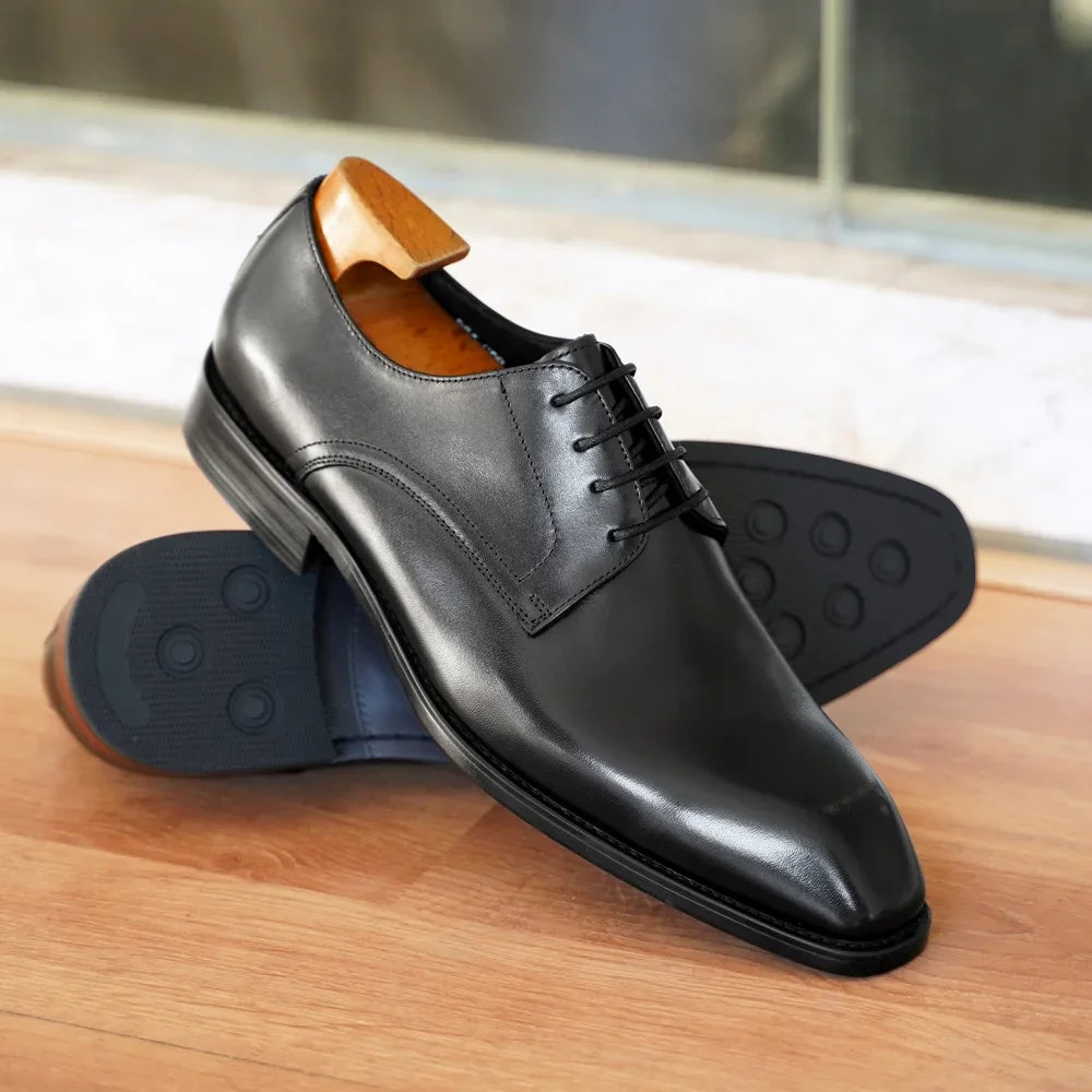حذاء رجالي إيطالي مسطح، حذاء رسمي فاخر من الجلد الطبيعي، جودة عالية مصنوع يدويًا، بمقدمة مربعة، برباط، مناسب للأعمال الجديدة والحفلات والمناسبات الاجتماعية
