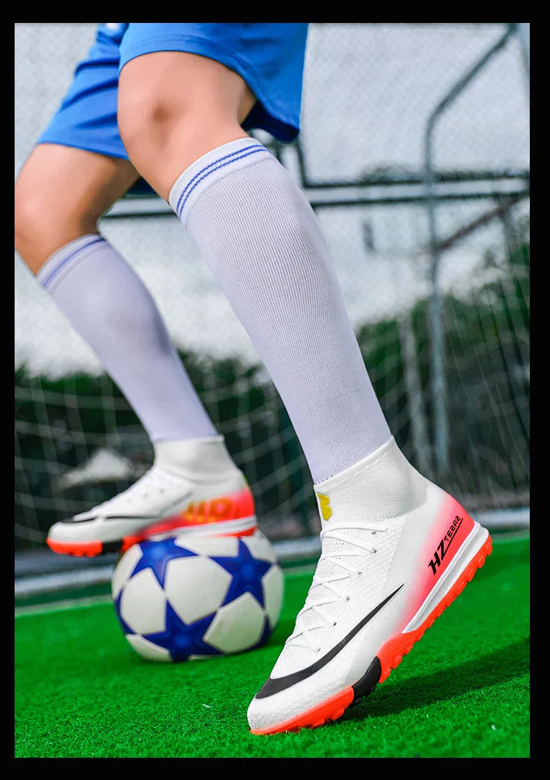 New Men Soccer Shoes Boys Cleats Adult Outdoor Breathable Football Boots Training Sport Long Spikes Non Slip Match Comfortable