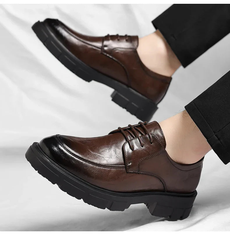 Men Dress Elevator Shoes Platform Breathable Lift Casual Business Luxury Genuine Leather Heightening Shoes5/8/10CM Taller Male